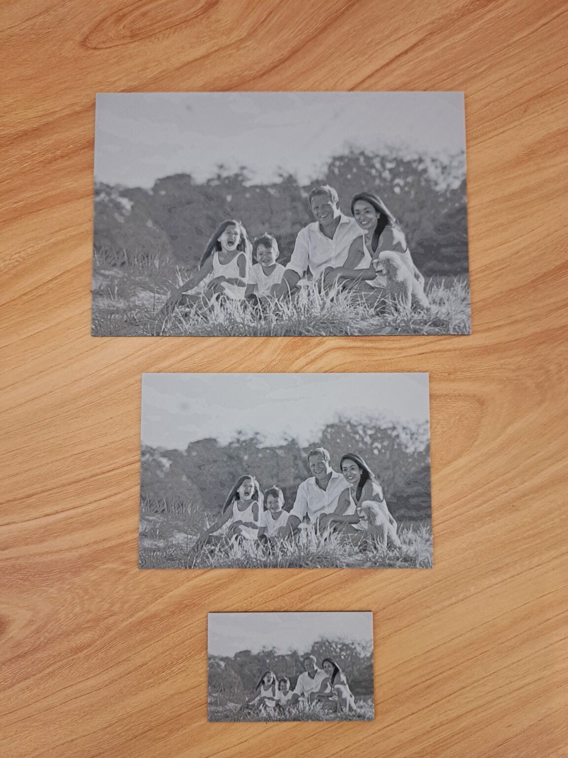 3 différentes tailles de photos personnalisées en 3D